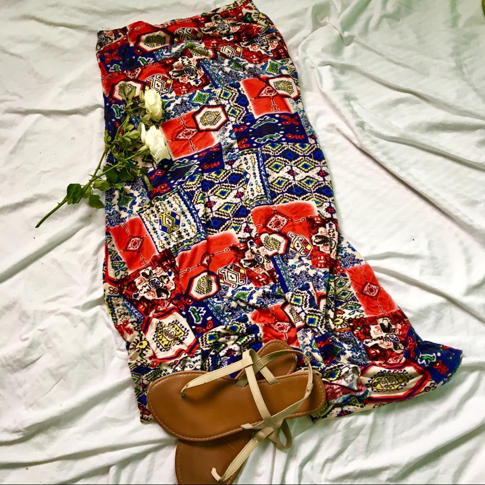 Boho printed maxi skirt
